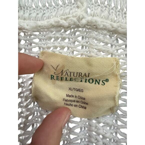 Natural Reflections Women's White Long Sleeve Ribbed Knit Hoodie Sweater Size XL - Picture 3 of 5